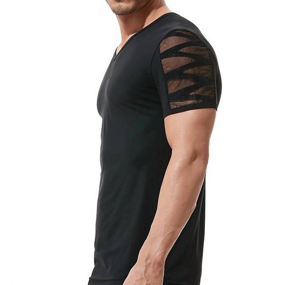 NEW GREGG HOMME high-line laser cut embroidered t-shirt in black - Picture 2 of 3